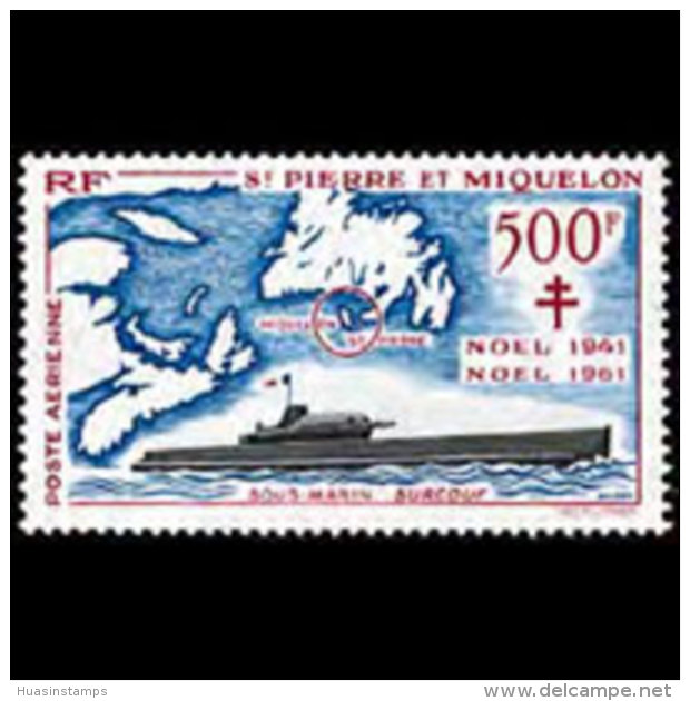 ST.PIERRE 1962 - Scott# C25 Submarine Set Of 1 MNH - Ongebruikt