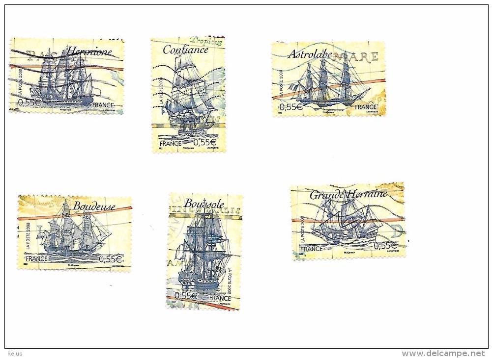 Voiliers Célèbres 4249 à 4254 Série Oblitérée Année 2008 - Usados