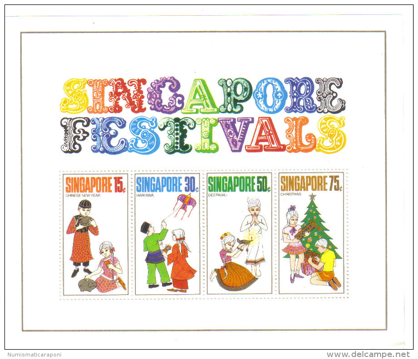 SINGAPORE FESTIVALS FOGLIETTO 15+30+50+75 C 1971 COD FRA.407 - Singapore (1959-...)