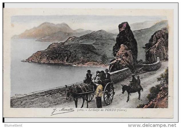 CPA Carte Ancienne 9 X 14 Corse Corsica Non Circulé Porto Ane Attelage - Ajaccio