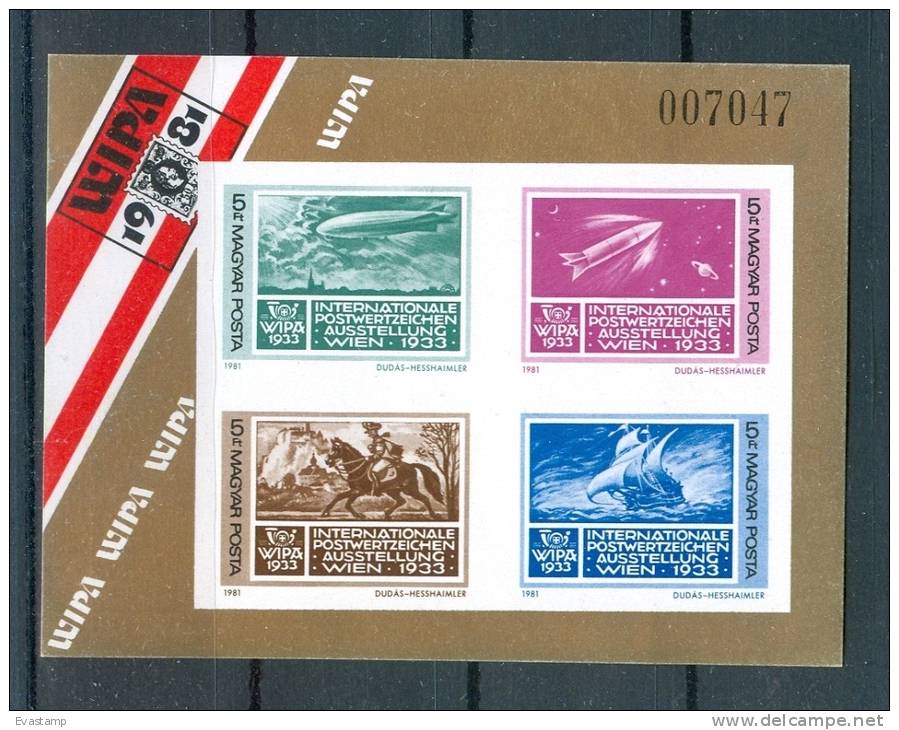HUNGARY-1981.Imperforated   Souvenir Sheet - WIPA/Intl.Philatelic Exhibition MNH! CV 30€ Mi Bl.150B - Unused Stamps
