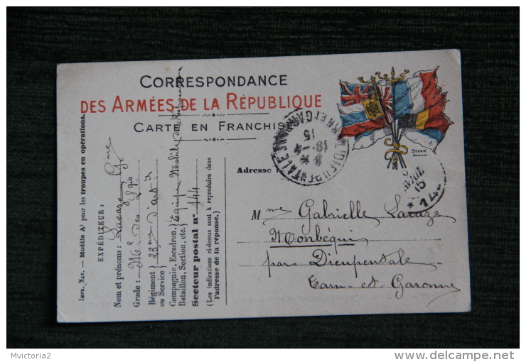 Guerre 1914 - 1918 : Correspondance Des Armées De La République, Carte En Franchise. - Weltkrieg 1914-18