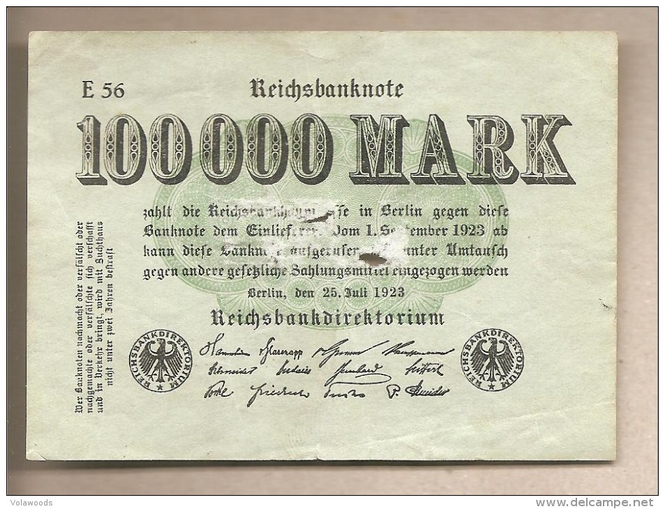 Germania - Banconota Circolata Da 100.000 Marchi - 1923 - 100.000 Mark