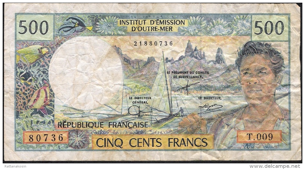 FRENCH PACIFIC TERRITORIES P1b 500 FRANCS 1992 Sign.Severino/Redouin/Teyssere FINE With Folds - Französisch-Pazifik Gebiete (1992-...)
