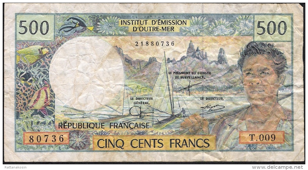 FRENCH PACIFIC TERRITORIES P1b 500 FRANCS 1992 Sign.Severino/Redouin/Teyssere FINE With Folds - Territori Francesi Del Pacifico (1992-...)