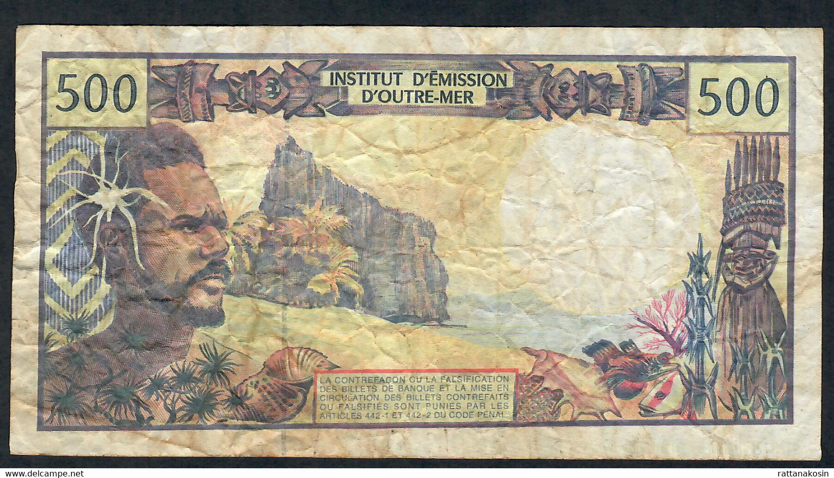 FRENCH PACIFIC TERRITORIES P1b 500 FRANCS 1992 Sign.Severino/Redouin/Teyssere FINE With Folds - Französisch-Pazifik Gebiete (1992-...)