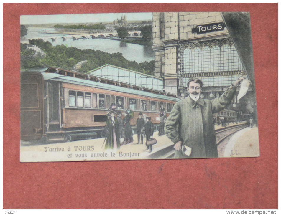 TOURS   1910   FANTAISIE THEME TRAIN EN GARE   EDIT  CIRC OUI - Otros & Sin Clasificación