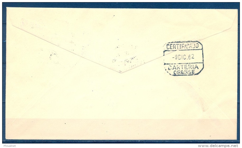 IFNI , ED. 190 / 192 , SOBRE DE PRIMER DIA , DIA DEL SELLO 1962 , CIRCULADO A ORENSE , LLEGADA - Ifni