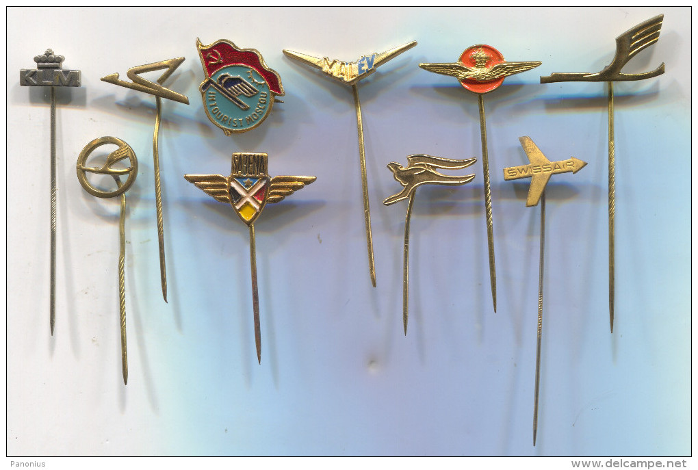 Airplane / Airlines, Plane Flug, Aviation -  Vintage Pin  Badge, Lot 10 Pieces - Lots