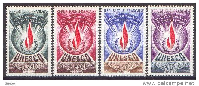 France - Timbre De Service N°  39 à 42 ** Unesco - Déclaration Universelle Des Droits De L'Homme - Mint/Hinged