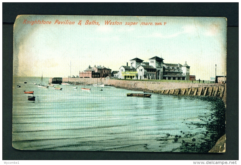 ENGLAND  -  Weston Super Mare  Knightstone Baths And Pavilion  Used Vintage Postcard As Scans (corner Damage) - Weston-Super-Mare