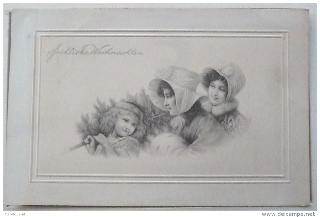 Cpa LITHO BORD Relief ILLUSTRATEUR WICHERA Vienne Femme Enfant Elegante Portant Sapin Coburg - Wichera