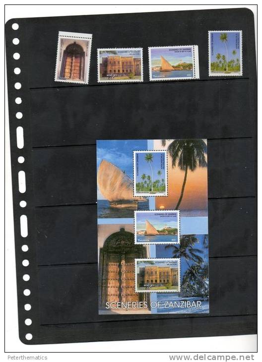 TANZANIA,ZANZIBAR,DHOWS, BOATS,TRADITIONAL DOORS, LOCAL SCENERY,TREES,4v+S/SHEET , MNH - Other & Unclassified