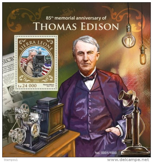 Sierra Leone. 2016 Thomas Edison. (213b) - Altri & Non Classificati