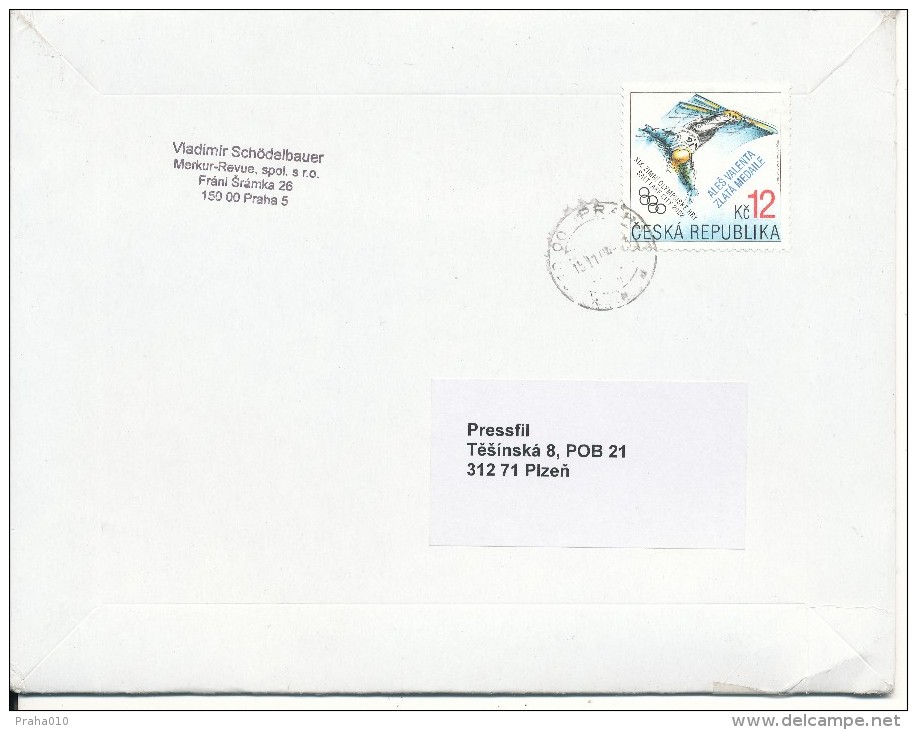 K7484 - Czech Rep. (2004) Praha (letter) Tariff: 12,00 CZK (stamp: Winter Olympics 2002, Ales Valenta - Gold Medal) - Hiver 2002: Salt Lake City