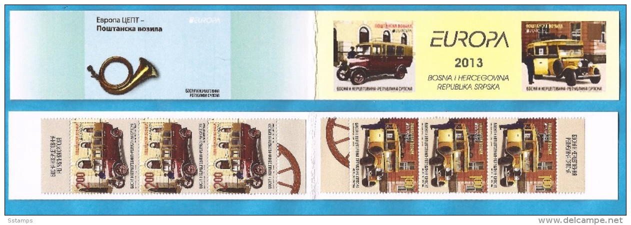 2013  592-93A EUROPA POSTFAHRZEUGE  BOSNIA HERZEGOWINA  REPUBLIKA SRPSKA POSTBUSSE  AUTO BOOKLET MNH - 2013