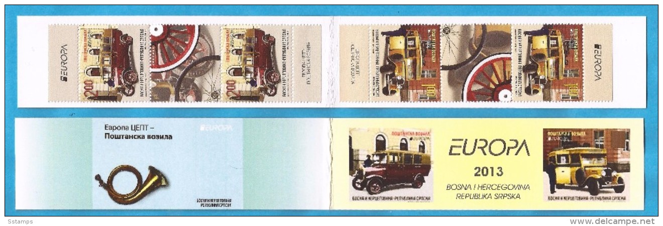 2013  592-93A EUROPA POSTFAHRZEUGE  BOSNIA HERZEGOWINA  REPUBLIKA SRPSKA POSTBUSSE  AUTO BOOKLET MNH - 2013