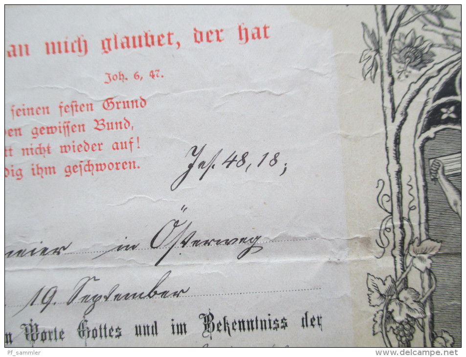 Bescheinigung über Die Konfirmation. Dokument 1884. Verlag Julius Riegelmann In Wernigerode. Christliches Dokument - Historische Dokumente