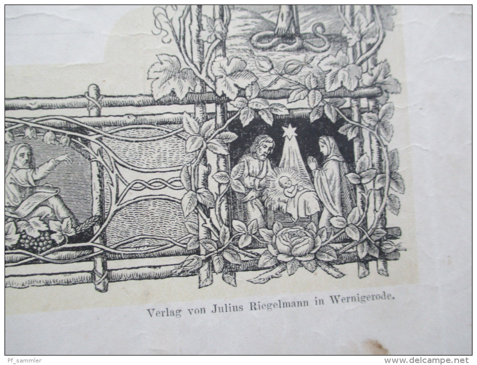 Bescheinigung über die Konfirmation. Dokument 1884. Verlag Julius Riegelmann in Wernigerode. Christliches Dokument