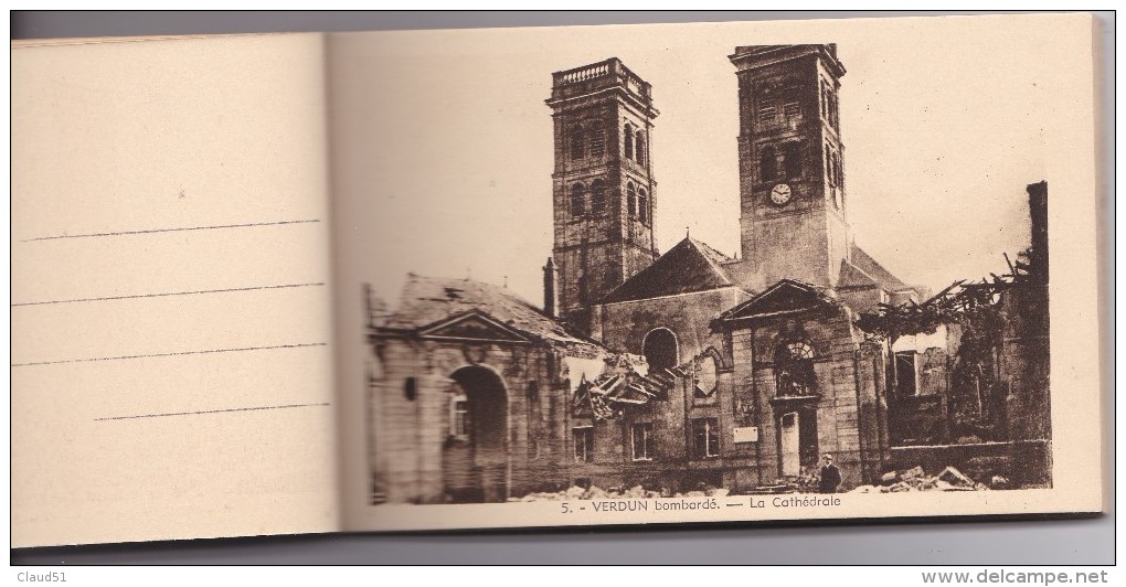 VERDUN (55)Ses ruines glorieuses -Carnet de 15 cartes (toutes scannées)nombreuses cartes animées