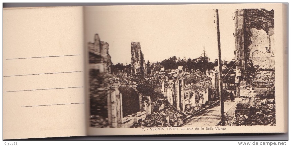 VERDUN (55)Ses ruines glorieuses -Carnet de 15 cartes (toutes scannées)nombreuses cartes animées