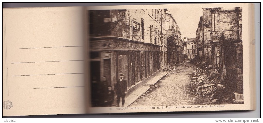 VERDUN (55)Ses ruines glorieuses -Carnet de 15 cartes (toutes scannées)nombreuses cartes animées