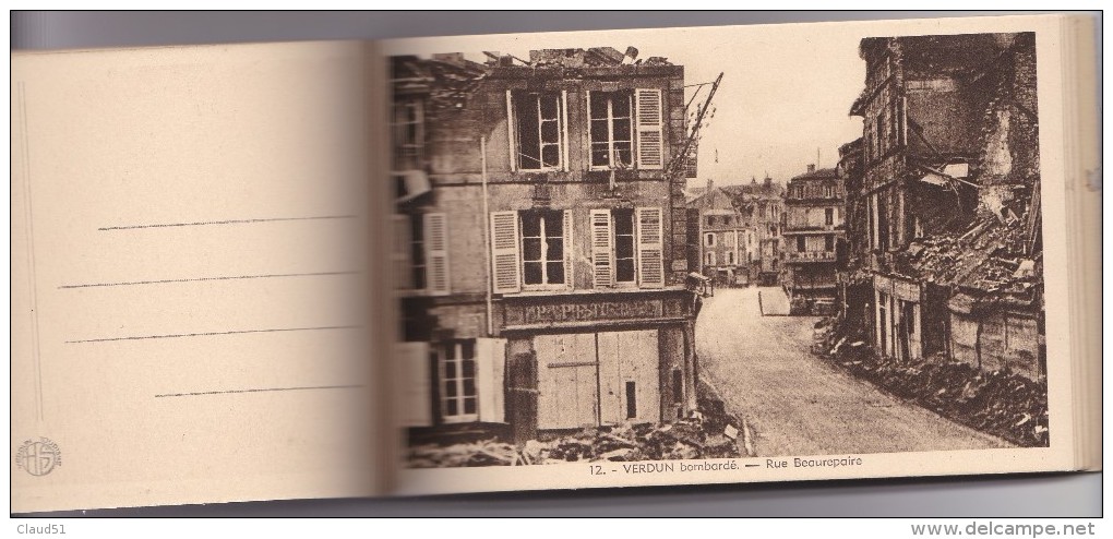 VERDUN (55)Ses ruines glorieuses -Carnet de 15 cartes (toutes scannées)nombreuses cartes animées