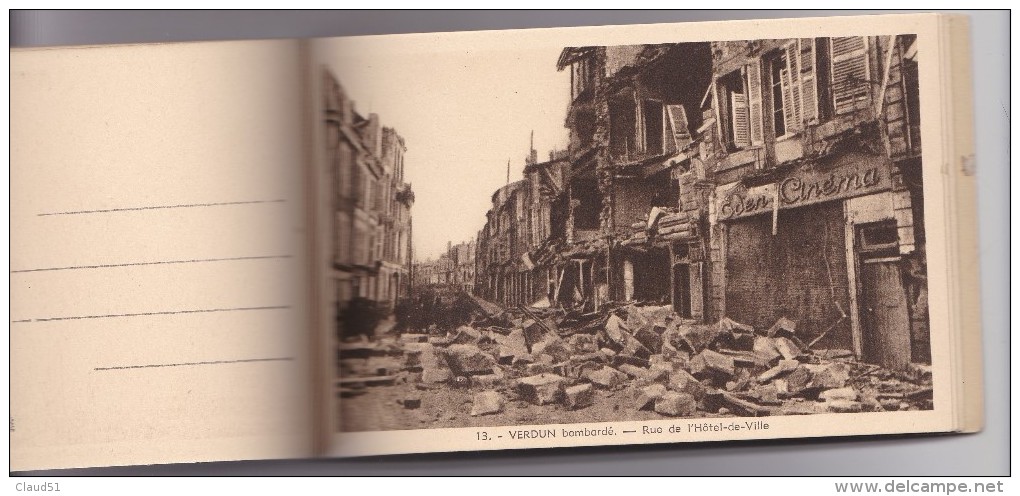 VERDUN (55)Ses ruines glorieuses -Carnet de 15 cartes (toutes scannées)nombreuses cartes animées