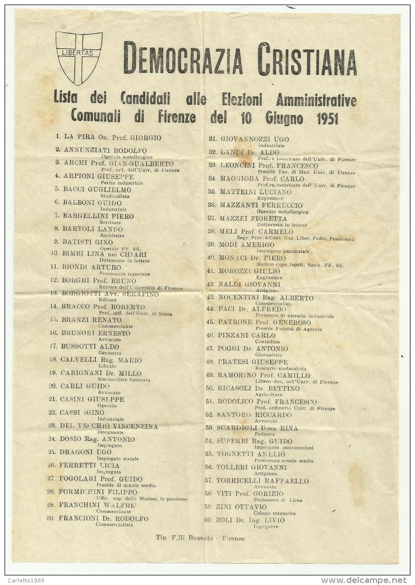 DEMOCRAZIA CRISTIANA LISTA CANDIDATI ELEZIONI AMMINISTRATIVE DEL 10 GIUGNO 1951 - Programs