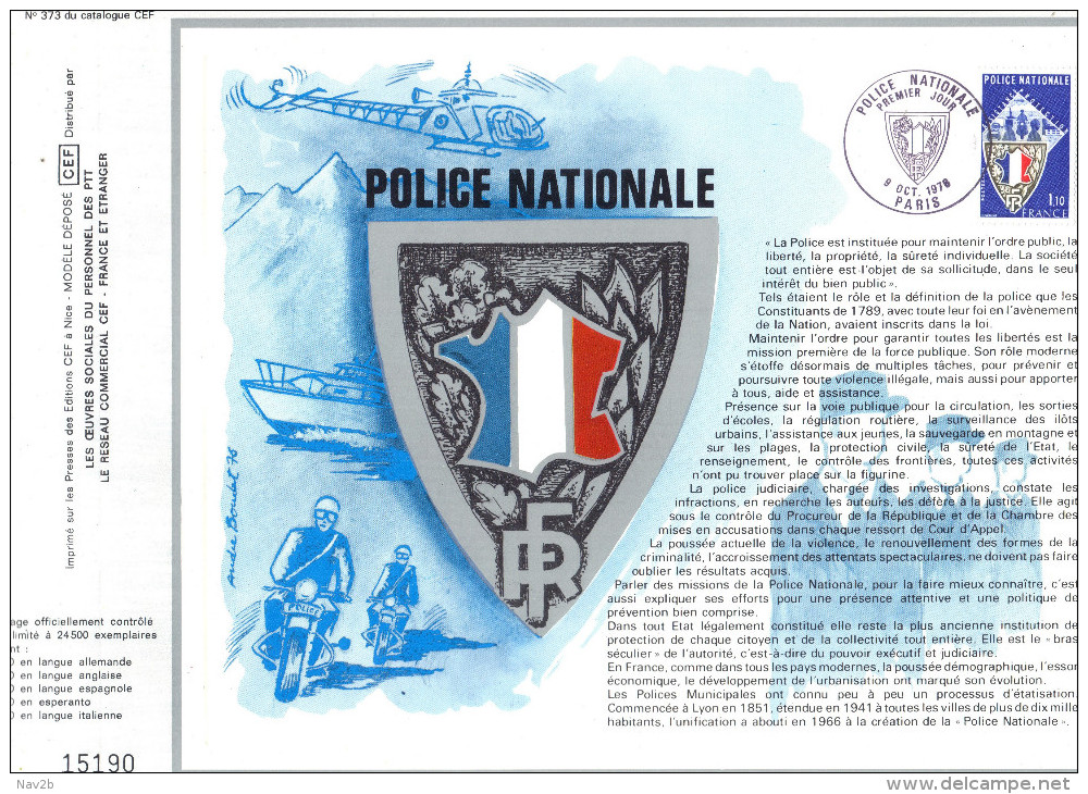 Sur Feuillet CEF , FDC  1976 Paris . POLICE NATIONALE . Les Constituants De 1789 Définirent Le Role Et.... - Police - Gendarmerie