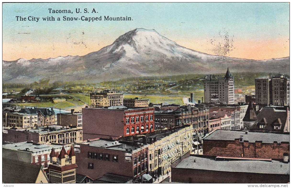 TACOMA - The City With A Snow-Capped Mountain, Gel.195?, 3 Marken, Nachporto - Tacoma