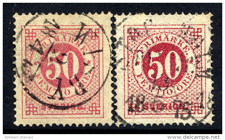 SWEDEN 1872-75  50 öre Perforated 14 In Two Shades, Fine Used.  Michel 25A. - Gebraucht