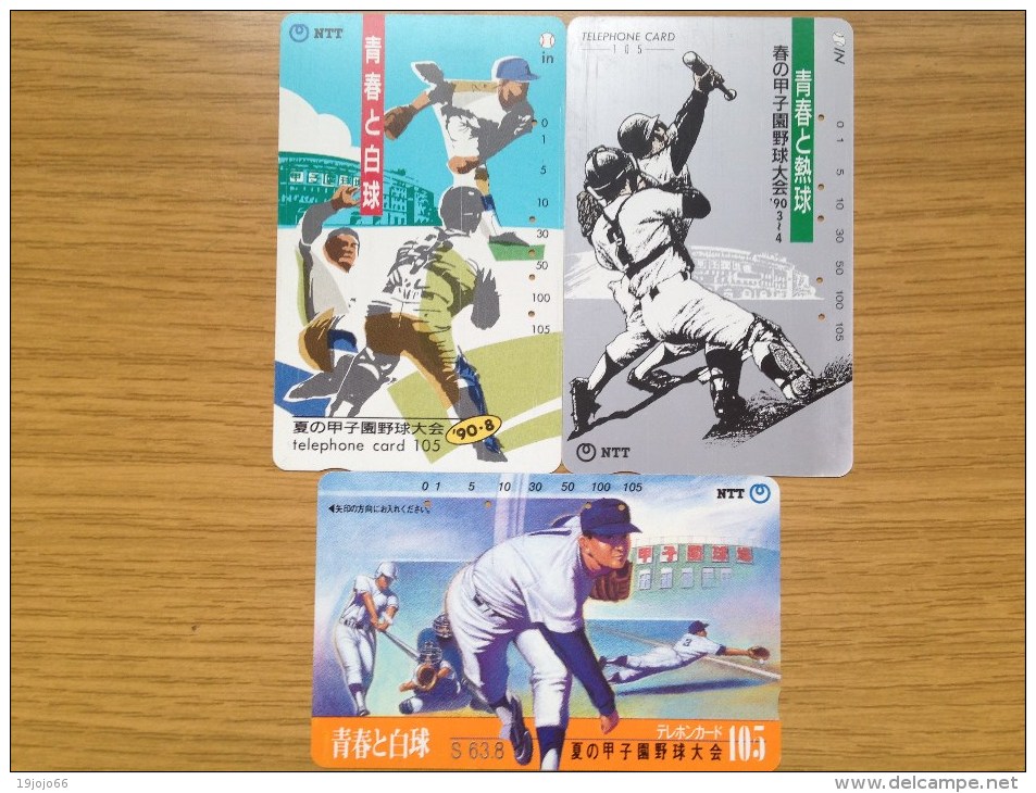 3x  Ancienne  Cards Japan / Nippon / Japonese  - Nice Thematic Baseball Sports - Fine Used - Japan