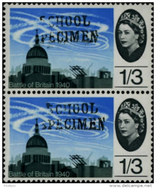 GREAT BRITAIN 1965 WWII Air Battle St Paul's Cathedral 1/3 School Training Stamp PAIR - Variétés, Erreurs & Curiosités