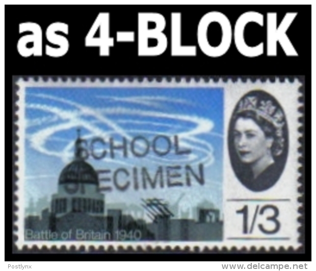 GREAT BRITAIN 1965 WWII Air Battle St Paul´s Cathedral 1/3 School Training Stamp 4-BLOCK - Variétés, Erreurs & Curiosités