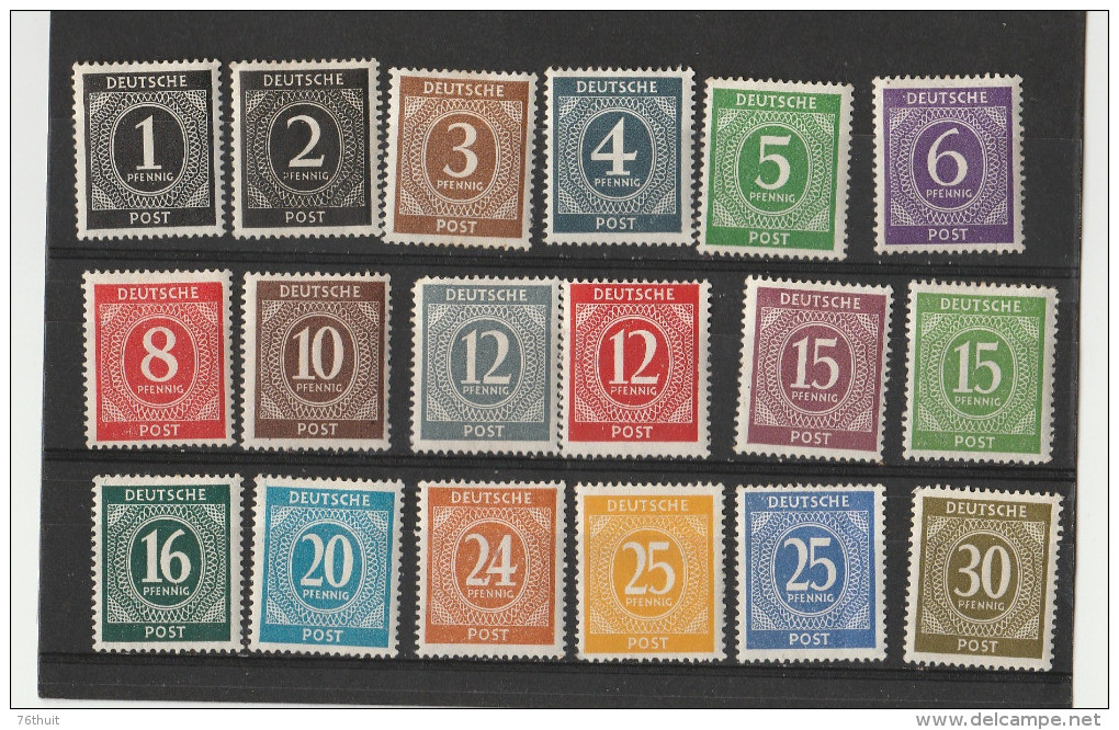 1946 - ALLEMAGNE - ZONE A.A.S. -  Série De 27 Timbres Neufs - Manque Le 80 C - Autres & Non Classés