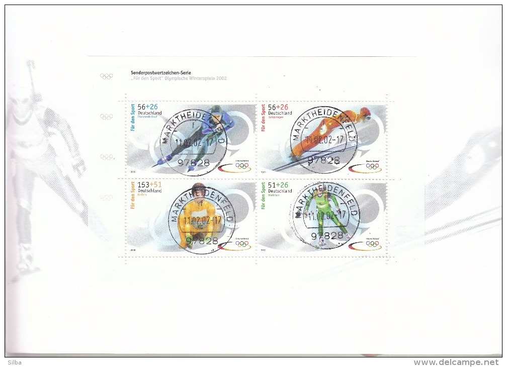 Germany Marktheidenfeld 2002 / First Day Sheet / For Sport / OG Salt Lake City / Speed Skating, Ski Jumping, Luge, Biath - Winter 2002: Salt Lake City