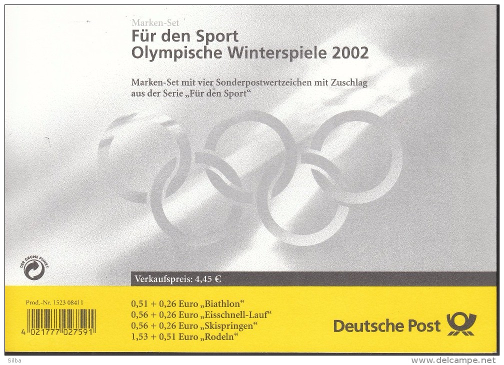 Germany Marktheidenfeld 2002 / First Day Sheet / For Sport / OG Salt Lake City / Speed Skating, Ski Jumping, Luge, Biath - Hiver 2002: Salt Lake City