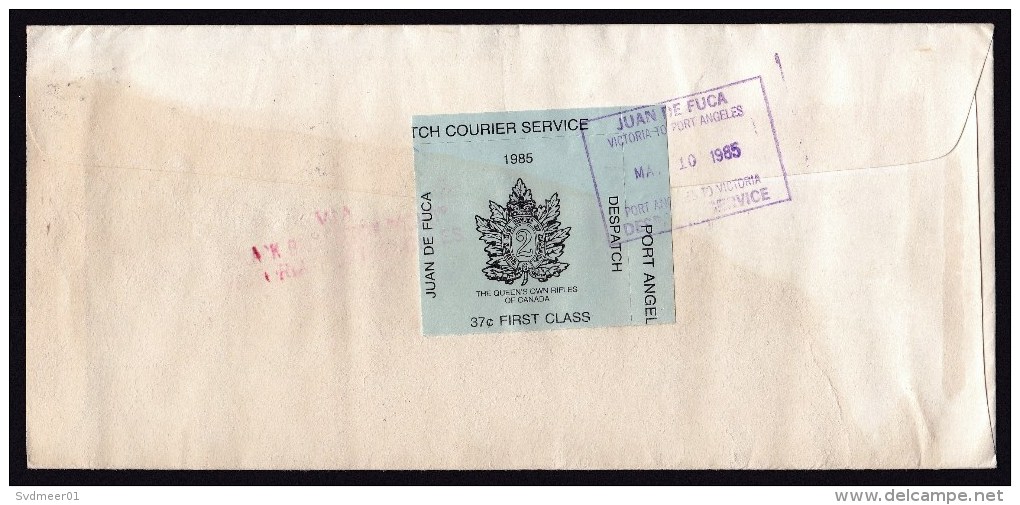 USA: Cover To Canada, 1985, Via Black Ball Ferry Victoria-Port Angeles, Courier Service Label (damaged By Rain!) - Covers & Documents