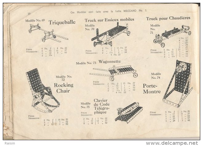 Notice De Montage Des Boîtes N°1, N°2, N°3, N°4, N°5, N°6 Des Années 1920 - Meccano