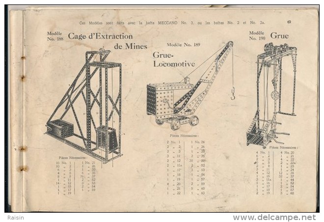 notice de montage des boîtes n°1, n°2, n°3, n°4, n°5, n°6 des années 1920