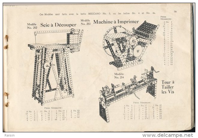 notice de montage des boîtes n°1, n°2, n°3, n°4, n°5, n°6 des années 1920