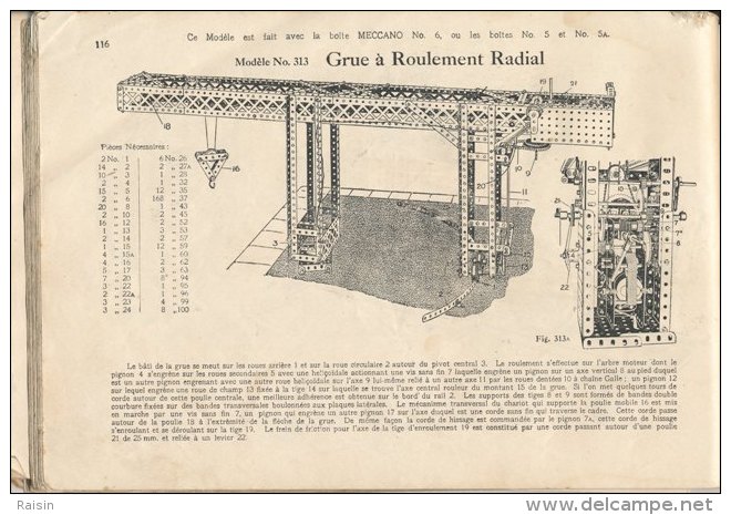 notice de montage des boîtes n°1, n°2, n°3, n°4, n°5, n°6 des années 1920