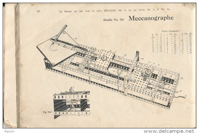 notice de montage des boîtes n°1, n°2, n°3, n°4, n°5, n°6 des années 1920