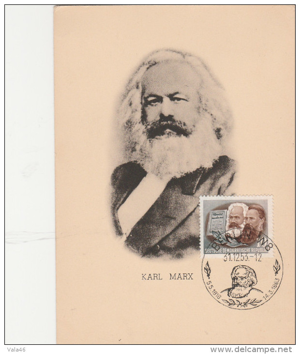 ALLEMAGNE   ORIENTALE      RDA   CARTE MAXIMUM   N°81    KARL MARX ET ENGELS OBLITERE BERLIN - Maximumkarten (MC)