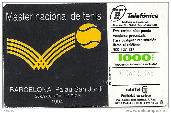 Spain - Telefónica - Master De Tenis (Barcelona-94) - CP-059 - 11.1994, 67.000ex, Used - Conmemorativas Y Publicitarias