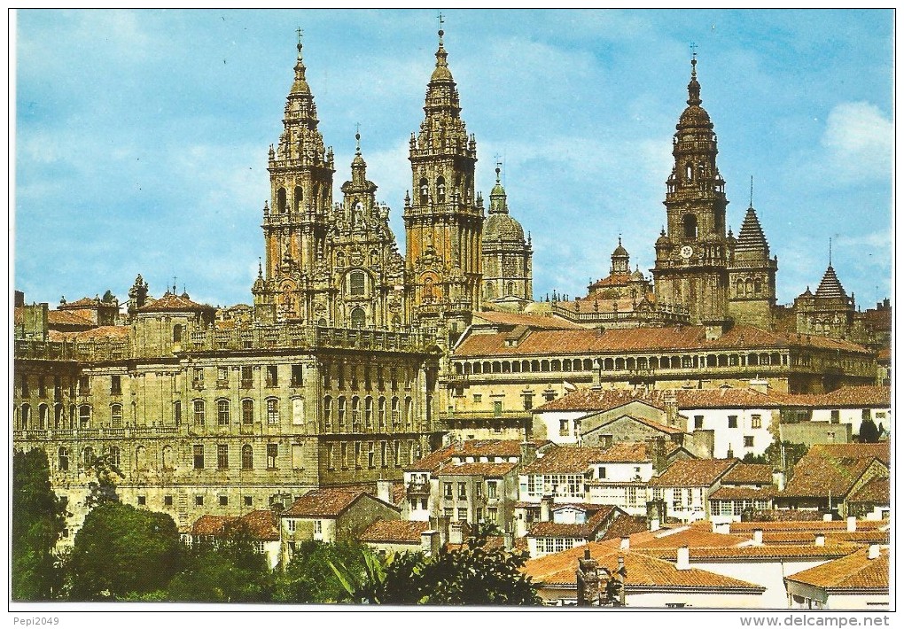 PV1165 - POSTAL - SANTIAGO DE COMPOSTELA - VISTA PARCIAL Y CATEDRAL - La Coruña