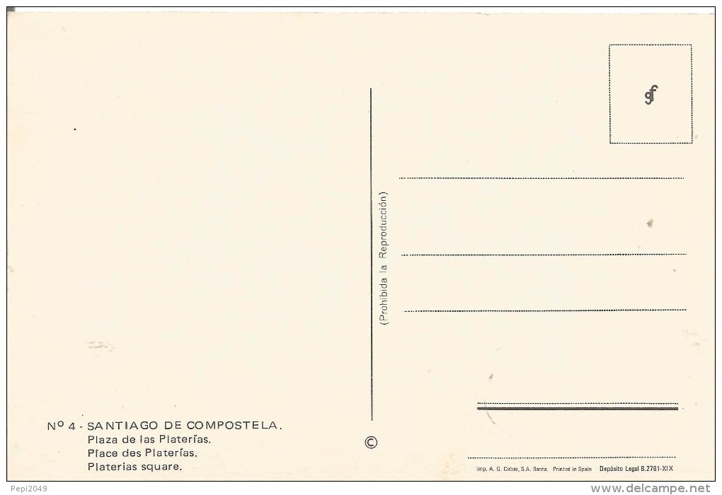 PV1175 - POSTAL - SANTIAGO DE COMPOSTELA - PLAZA DE LAS PLATERIAS - La Coruña