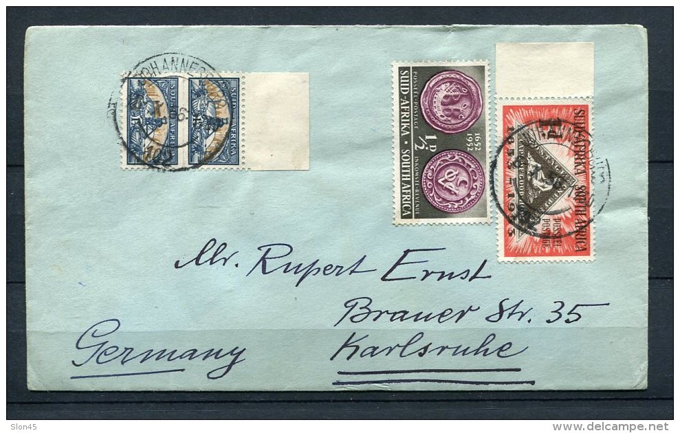 South Africa 1956 - Cover Johannesburg To Karlsruhe Germany Lot 103 - Other & Unclassified