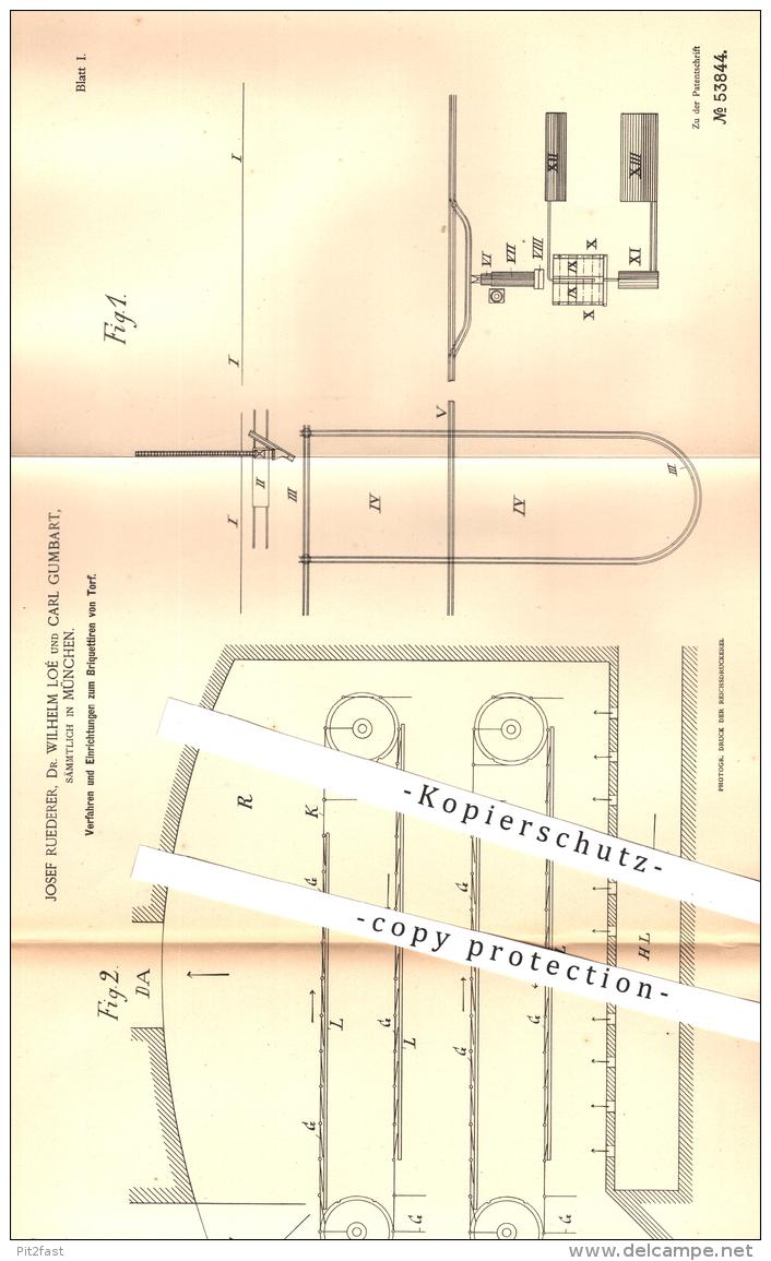 Original Patent - J. Ruederer , Dr. W. Loé , C, Gumbart / München , Brikettieren Von Torf , Brikett , Brenstoffe , Kohle - Historical Documents